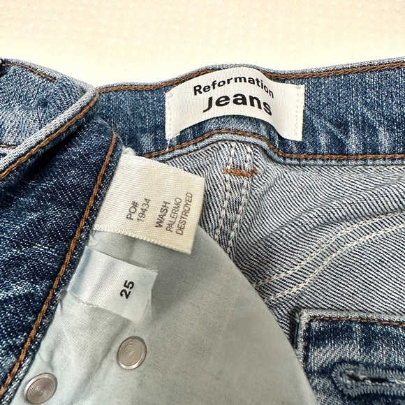 Reformation Liza High Rise Straight Jeans Palermo Destroyed - Size 25 - Picture 4 of 7